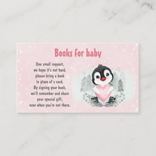 Penguin Winter Girl Babyduschbücher für Kinder Begleitkarte (Vorderseite)