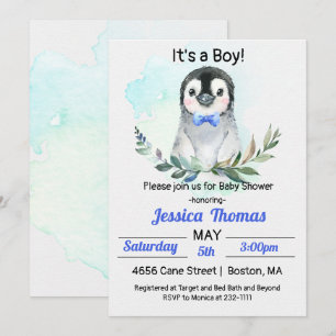 Penguin-Winter-Jungen-Baby-Shower-Einladung Einladung