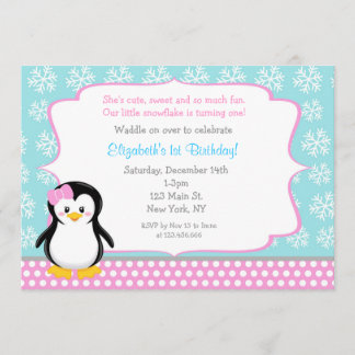 Penguin Winter ONEderland Einladungen zum Geburtst
