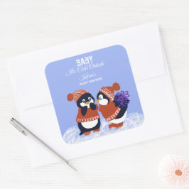 Penguin Winter Schnee Geburtstag Baby Dusche Kälte Quadratischer Aufkleber
