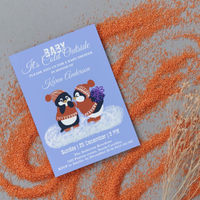 Penguin Winter Snow Birthday Baby Dusche Einladung (Von Creator hochgeladen)