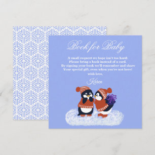 Penguin Winter Snow Birthday Baby Showbook Dankeskarte
