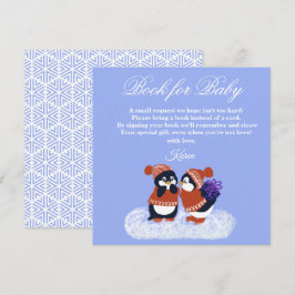 Penguin Winter Snow Birthday Baby Showbook Dankeskarte