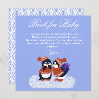 Penguin Winter Snow Birthday Baby Showbook Dankeskarte