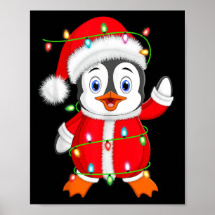 Penguin Xmas Licht der Santa Costume Penguin Chris Poster