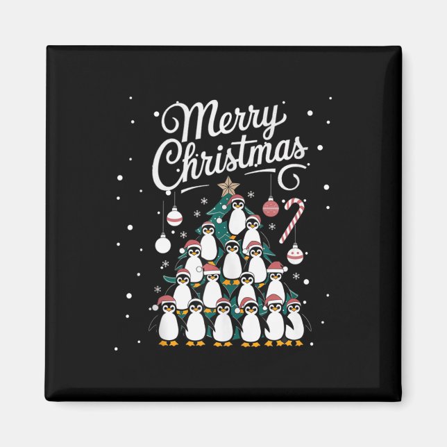 Penguin Xmas Tree Penguine Weihnachtsbaum Merry Ch Magnet (Vorne)