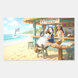 Penguin's Beach Bar Rechteckiger Aufkleber