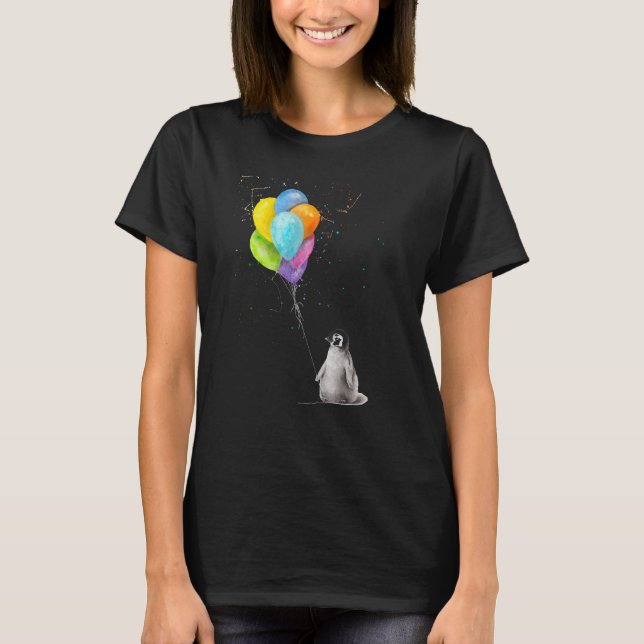 Penguins Can't Fly cute penguin with Balloons no o T-Shirt (Vorderseite)