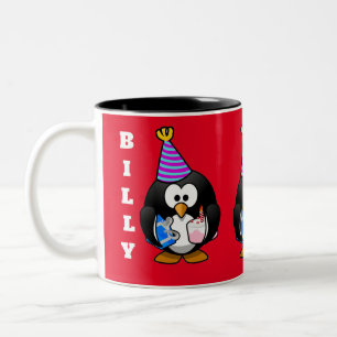 PENGUINS CUSTOM BIRTHDAY ZWEIFARBIGE TASSE