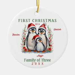 Penguins Familie der drei ersten Weihnachten Keramik Ornament