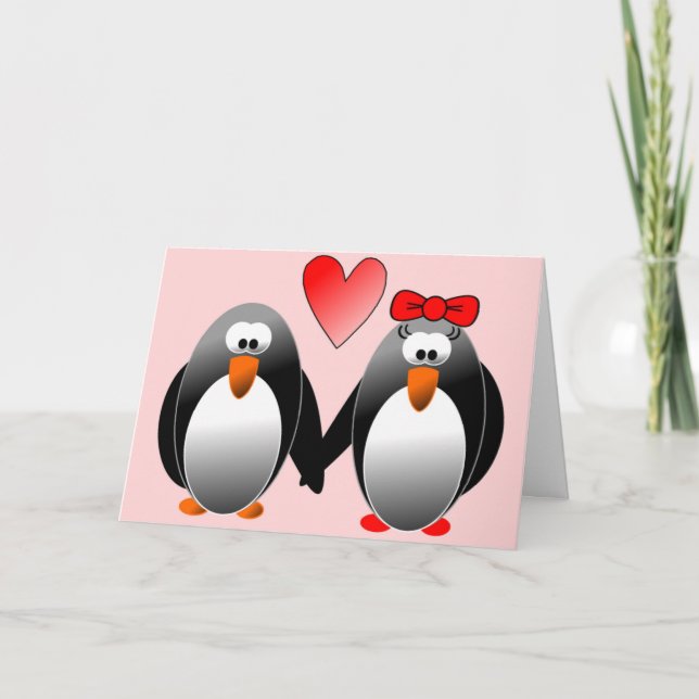 PENGUINS "HAPPY VALENTINE'S DAY" FEIERTAGSKARTE (Vorderseite)
