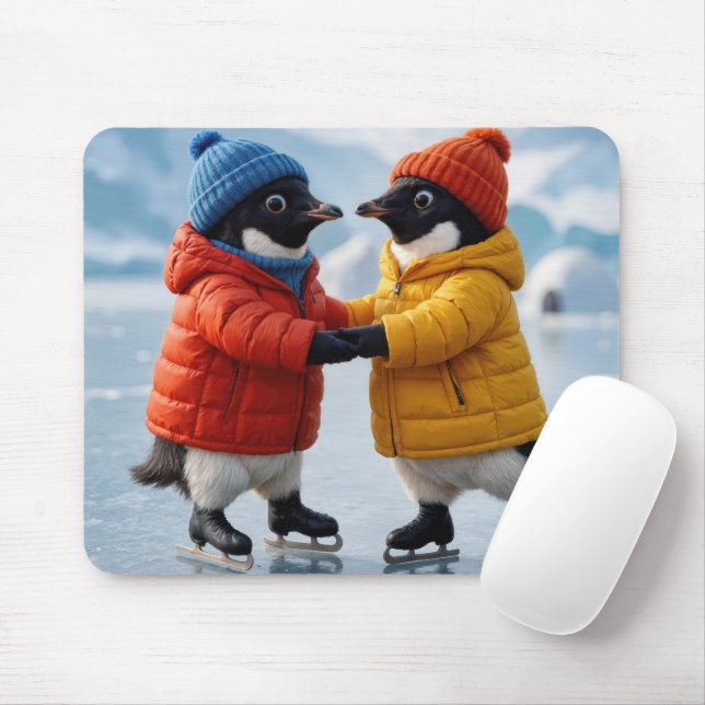 Penguins Ice Skating  Mousepad (Mit Mouse)