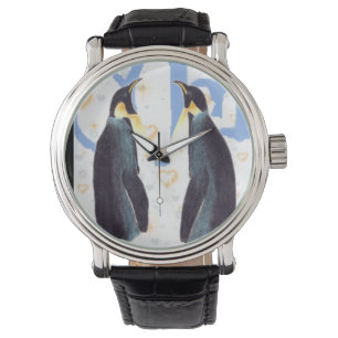 Penguins Liebe-in der Vintagen lederner Bügel-Uhr Armbanduhr