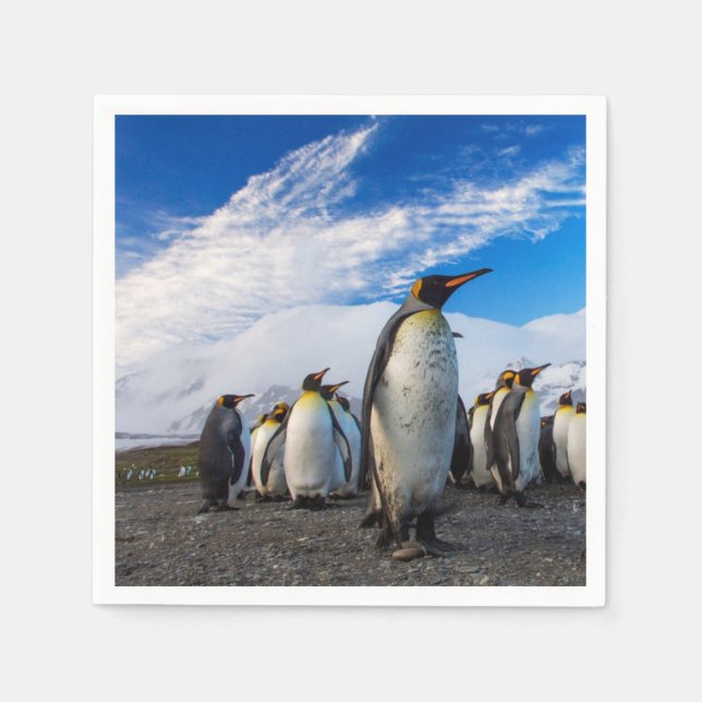 Penguins Marching Blue Sky Serviette (Vorderseite)