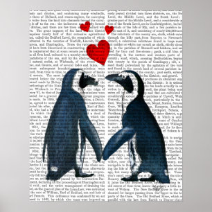 Penguins mit Liebe-Herzen Poster