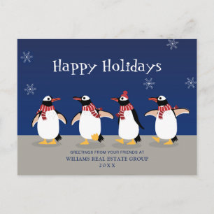 Penguins Red Scarf Weihnachtsgrüße Postkarte