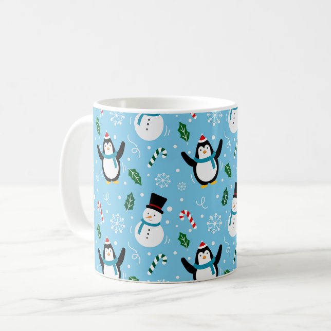 Penguins & Snowmen Christmas  Mug Kaffeetasse (Vorderseite Links)