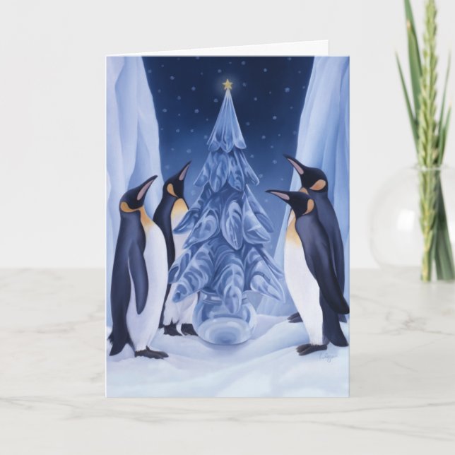 Penguins Weihnachtskarte Feiertagskarte (Vorderseite)