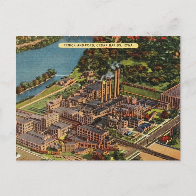 Penick und Ford, Zedernrasen, Iowa Postkarte (Vorderseite)