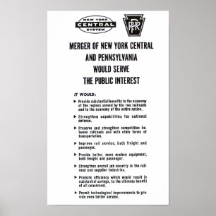 Penn Central Railroad Merger 1968 Poster
