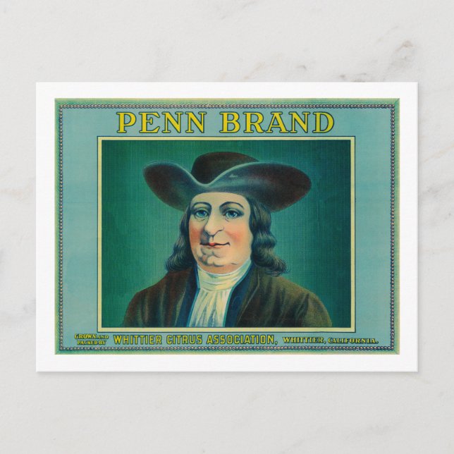 Penn Lemon LabelWhittier, CA Postkarte (Vorderseite)