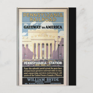 Penn Station, Gateway to America 1929 Postcard Postkarte