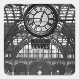Penn Station New York Magic Lantern Slide Vintag Quadratischer Aufkleber