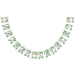 Pennant Bunting Brautparty Flamingo Leaf Stripe Wimpelkette