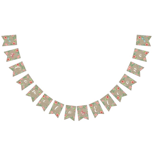 Pennant Rose Baby Girl Name BOHO Kinderzimmer Room Wimpelkette (Alle)