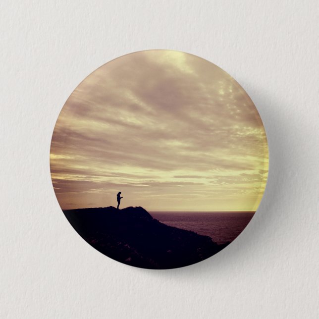 Pennard Klippen bei Sonnenuntergang, Gower, Swanse Button (Vorderseite)