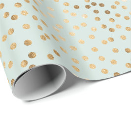 Penner Minze Green und Gold Glitzer City Dots Geschenkpapier