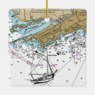 Pennigo Neck NY Nautical Chart Christmas Keramikornament