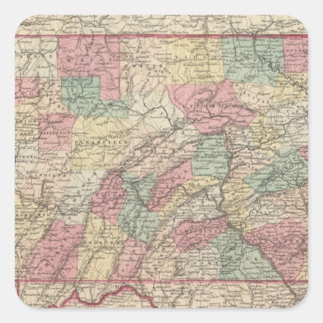 Pennsylvania 6 quadratischer aufkleber (Vorderseite)