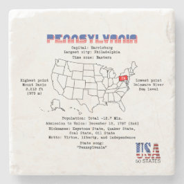 Pennsylvania American Staat auf einer Karte mit Ei Steinuntersetzer