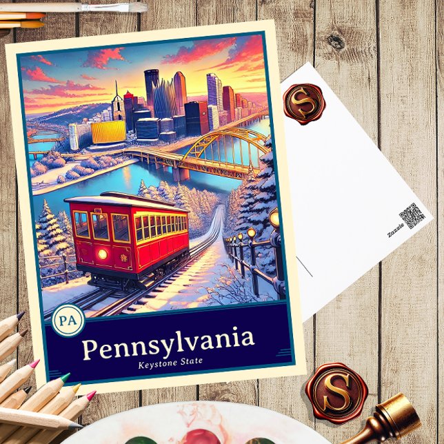 Pennsylvania | Anime Style Cel Schattenkarte Postkarte (Von Creator hochgeladen)