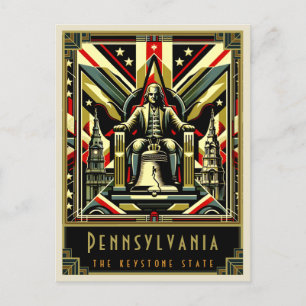 Pennsylvania   Art Deco Postkarte