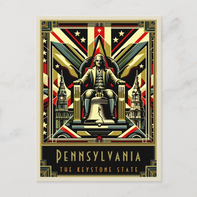 Pennsylvania | Art Deco Postkarte (Vorderseite)