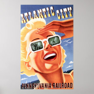 Pennsylvania ATLANTIC STADT Bahn Alte Reise Poster