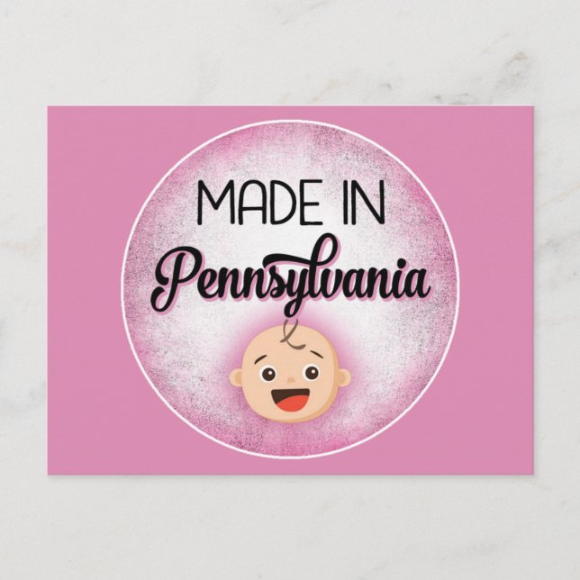 Pennsylvania Baby Funny Pink New Girl Postcard Postkarte (Vorderseite)