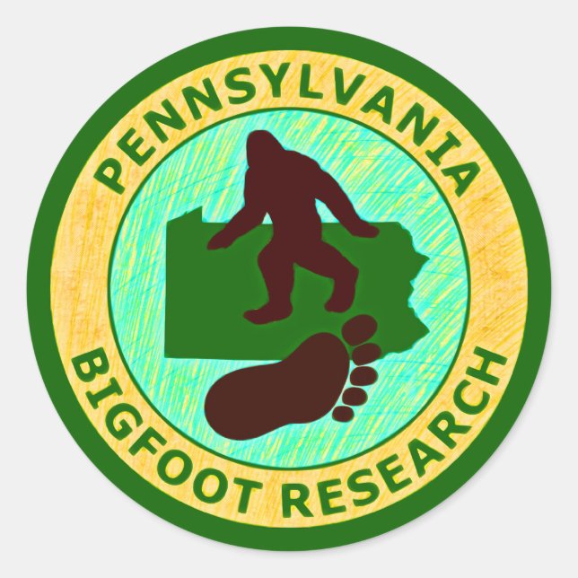 Pennsylvania Bigfoot Research Runder Aufkleber (Vorderseite)