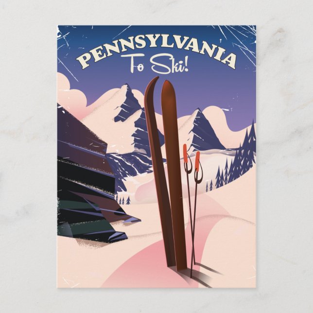 Pennsylvania bis Ski Postkarte (Vorderseite)