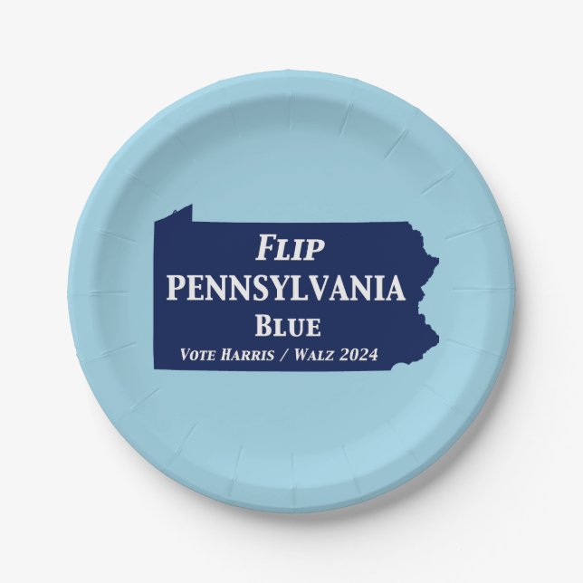 Pennsylvania Blue im Jahr 2024 gedreht Pappteller (Vorderseite)