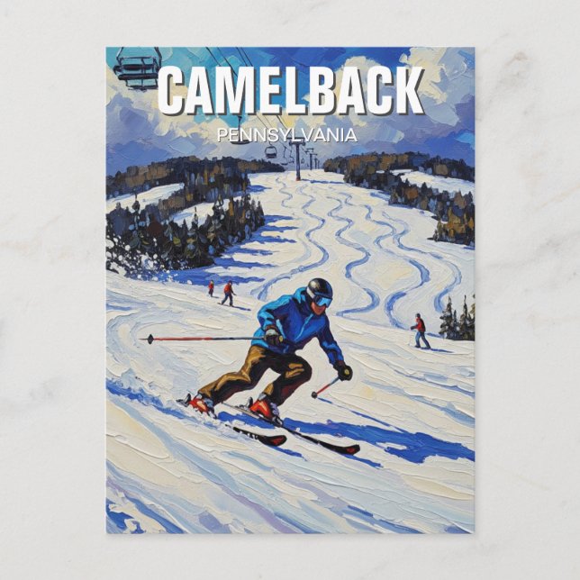 Pennsylvania Camelback Tannersville Skiing Postkarte (Vorderseite)