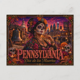 Pennsylvania Día de los Muertos Retro Postkarte
