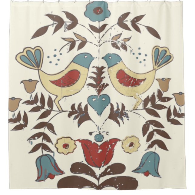 Pennsylvania Dutch Amish Hex Sign Bird Americana Duschvorhang (Vorderseite)