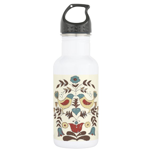 Pennsylvania Dutch Amish Hex Sign Bird Americana Edelstahlflasche (Vorderseite)