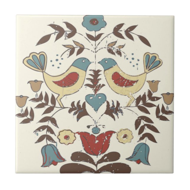 Pennsylvania Dutch Amish Hex Sign Bird Americana Fliese (Vorderseite)