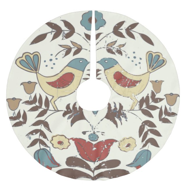 Pennsylvania Dutch Amish Hex Sign Bird Americana Polyester Weihnachtsbaumdecke (Vorderseite)