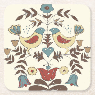 Pennsylvania Dutch Amish Hex Sign Bird Americana Rechteckiger Pappuntersetzer