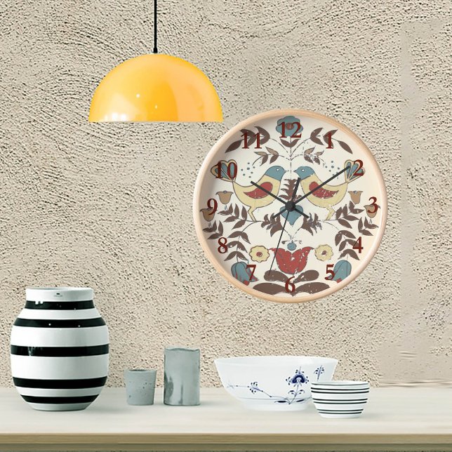 Pennsylvania Dutch Amish Hex Sign Bird Americana Runde Wanduhr (Von Creator hochgeladen)